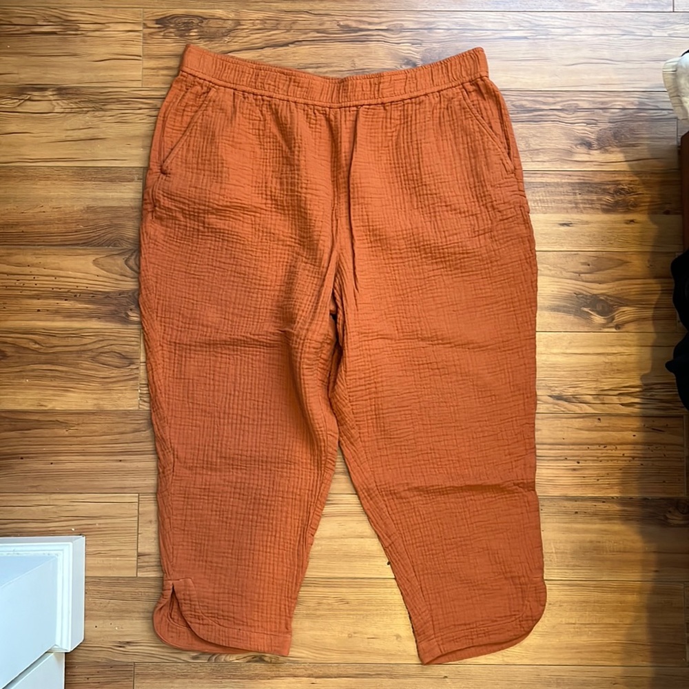 Madewell knit lightspun pull on high rise tapered pants XXL 2XL afterglow red